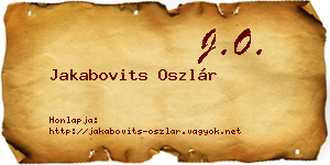 Jakabovits Oszlár névjegykártya